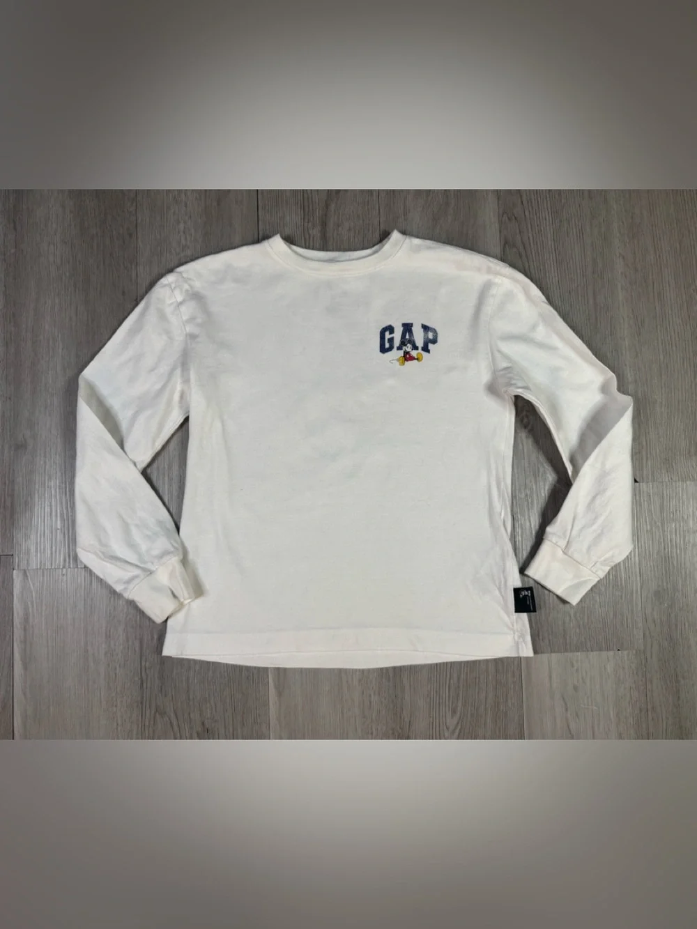Gap x Disney Mickey Mouse Kids White Long Sleeve Crew Neck Graphic T-Shirt M